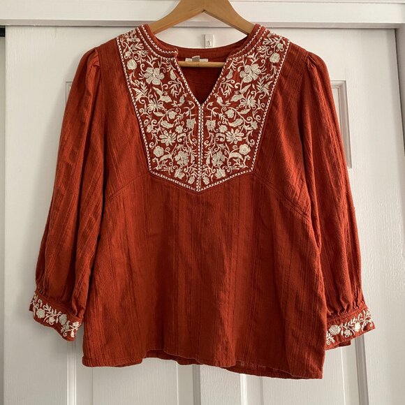 Garnet Hill Marilis Embroidered Blouse size M - Picture 3 of 4